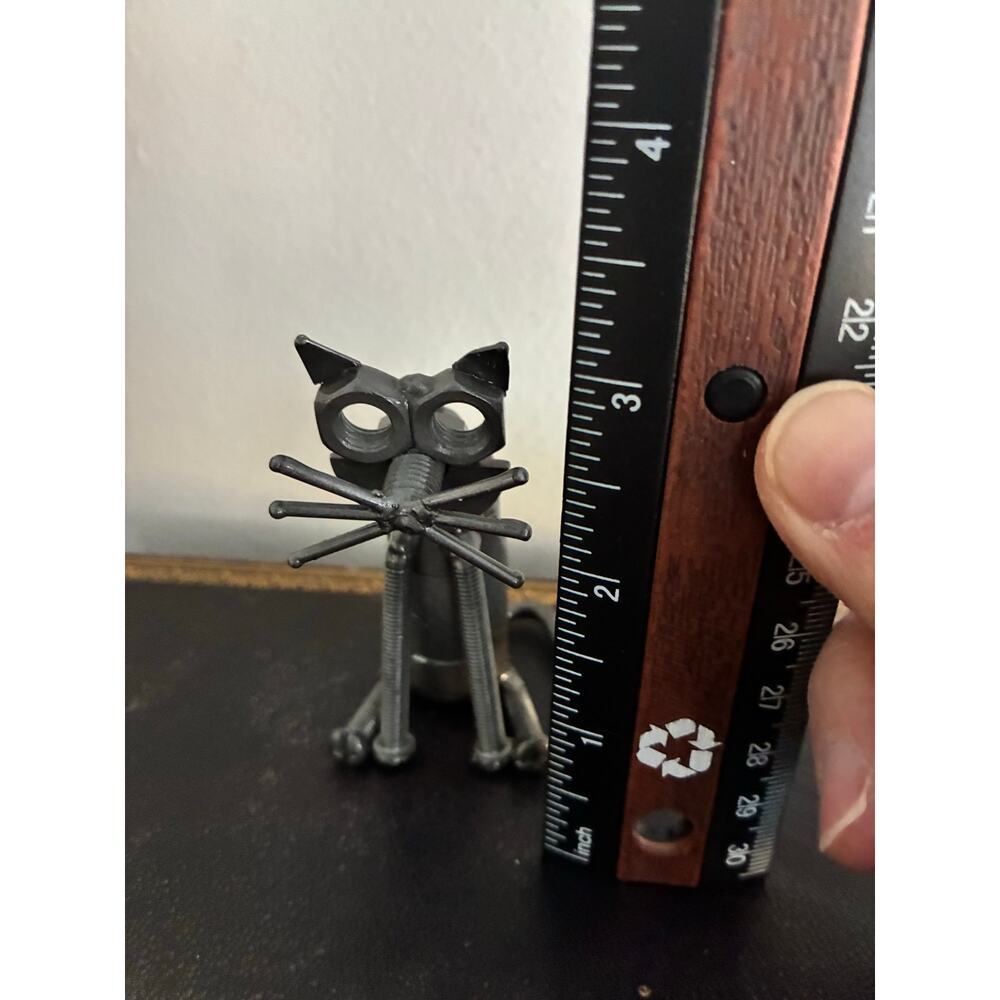 Vintage Nut Bolt Screw Welded Cat Kitten Figurine – Metal Hardware Cat Sculpture - Picture 2 of 5